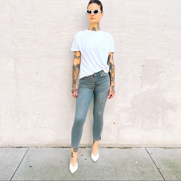 MADEWELL/Preowned Women’s Zip Ankle Mid Rise Skinny Stretch Jeans Grey Size 26 - Picture 2 of 11